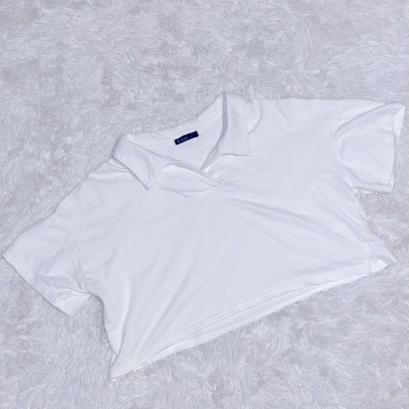 V ery J! White boxy oversized crop polo T-shirt - Picture 7 of 8